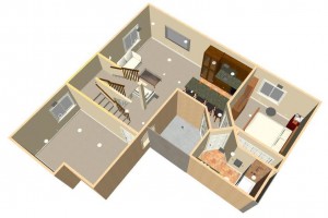A 3D basement rendering from DesignYourBasement.com.